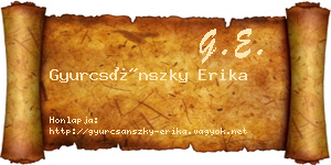 Gyurcsánszky Erika névjegykártya
